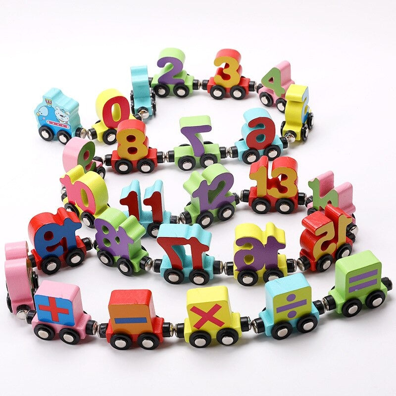 Learning Wood Train Set with Letters and Numbers