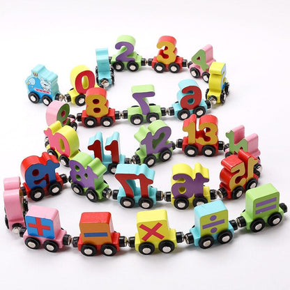 Learning Wood Train Set with Letters and Numbers