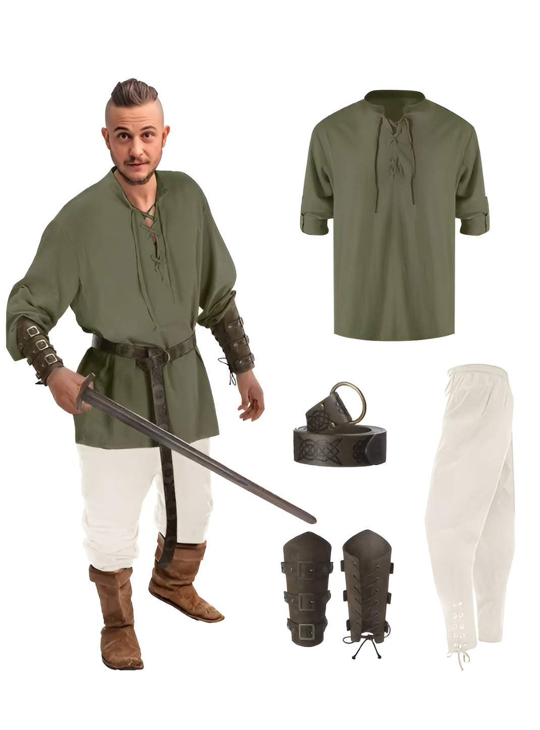 Mens Medieval Knight Halloween Costume Set