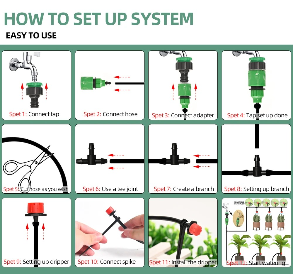 Water Saving Garden Irrigation Kit With Timer