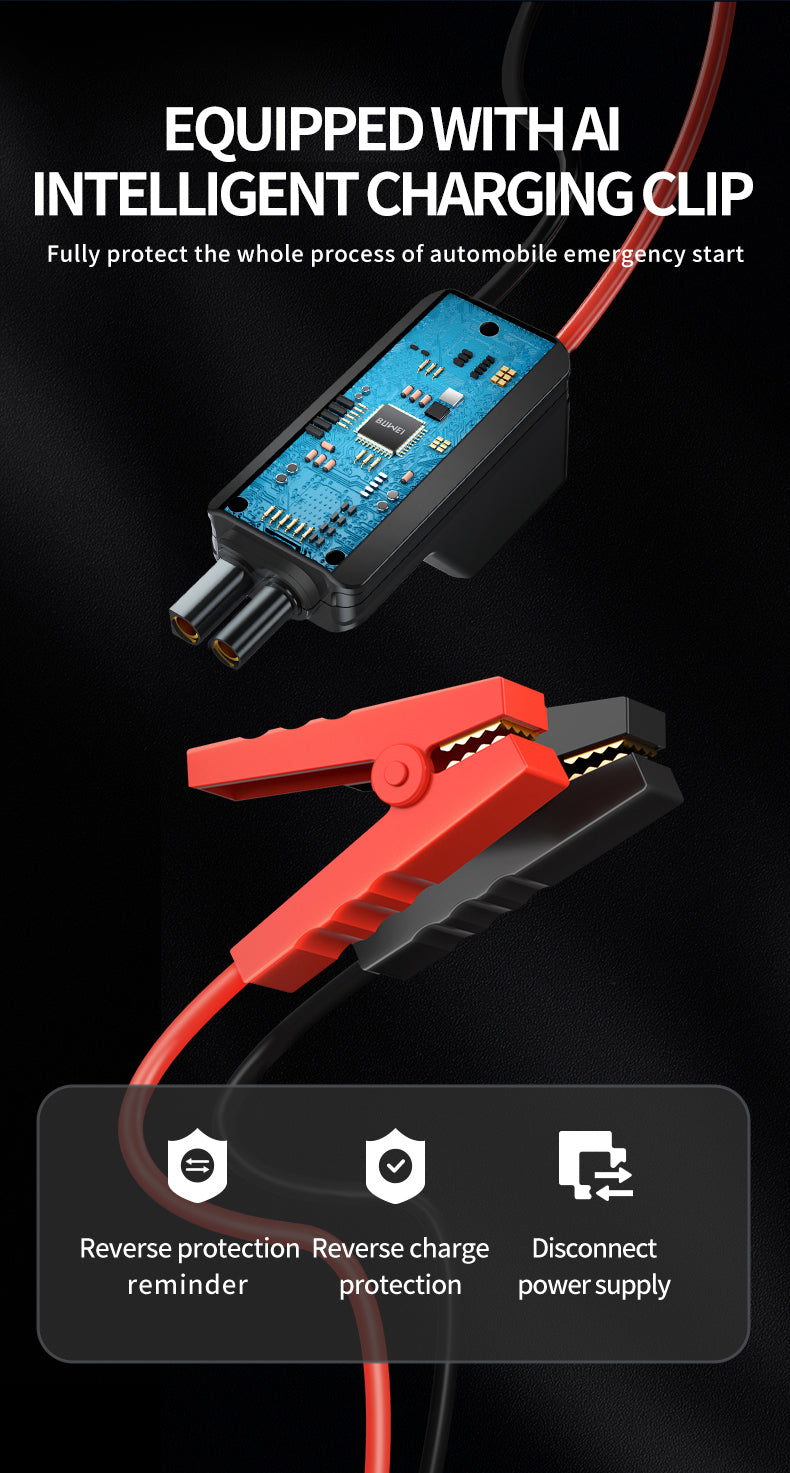 Compact Car Battery Booster with Air Pump & LED Light