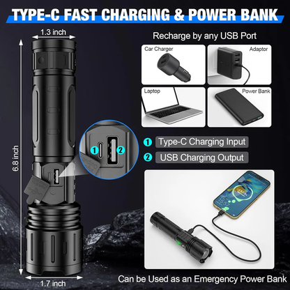 Bright Zoom Rechargeable LED Torch Flashlight
