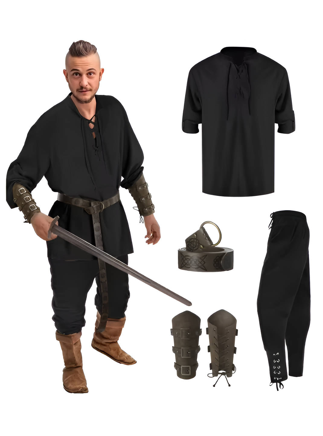 Mens Medieval Knight Halloween Costume Set
