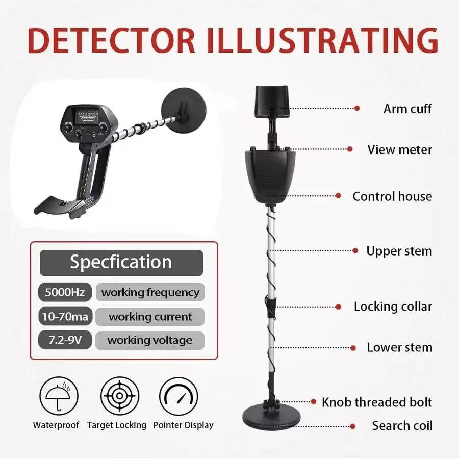 Accurate Gold Metal Detector for Treasure Hunting