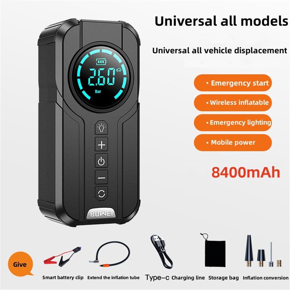 Compact Car Battery Booster with Air Pump & LED Light