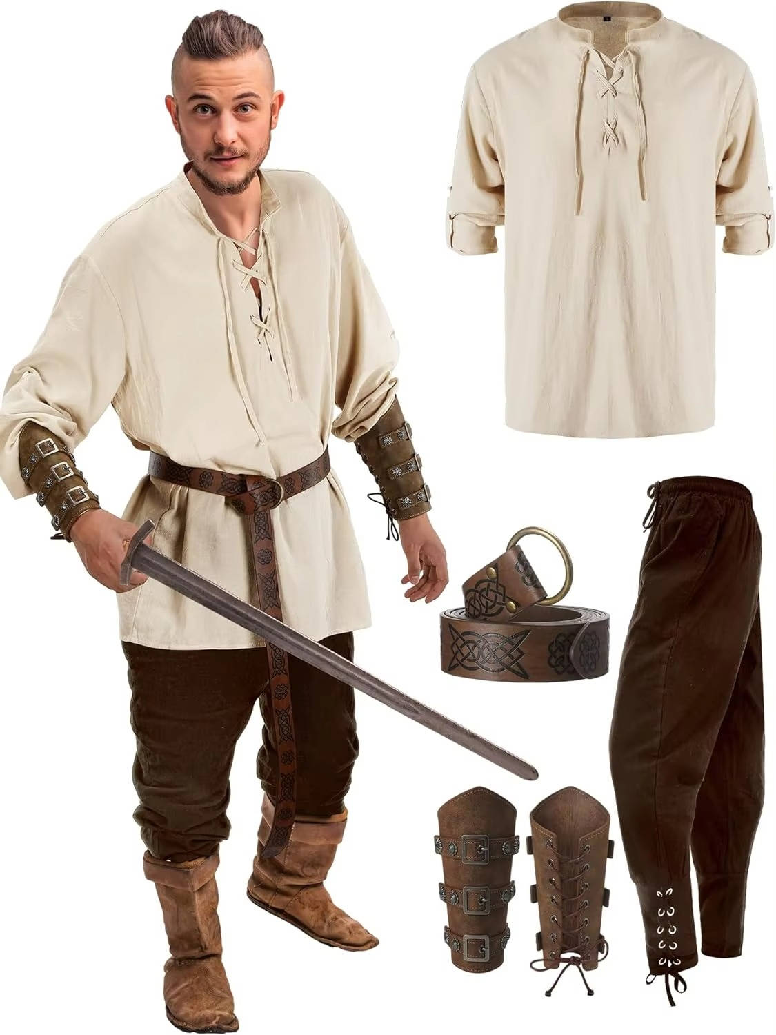 Mens Medieval Knight Halloween Costume Set - Halri