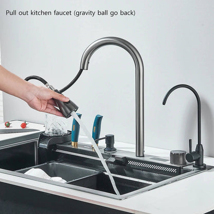 Modern Stainless Steel Kitchen Sink with Faucet and Accessories