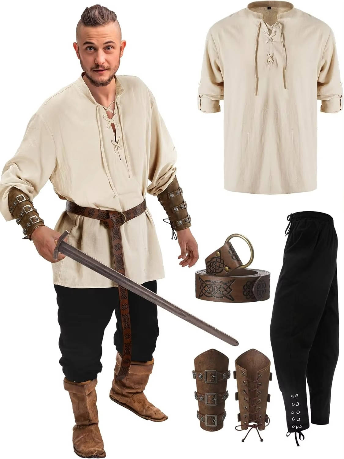 Mens Medieval Knight Halloween Costume Set