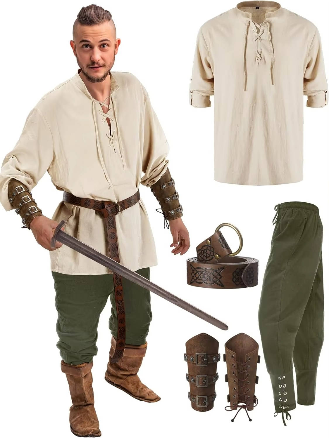 Mens Medieval Knight Halloween Costume Set