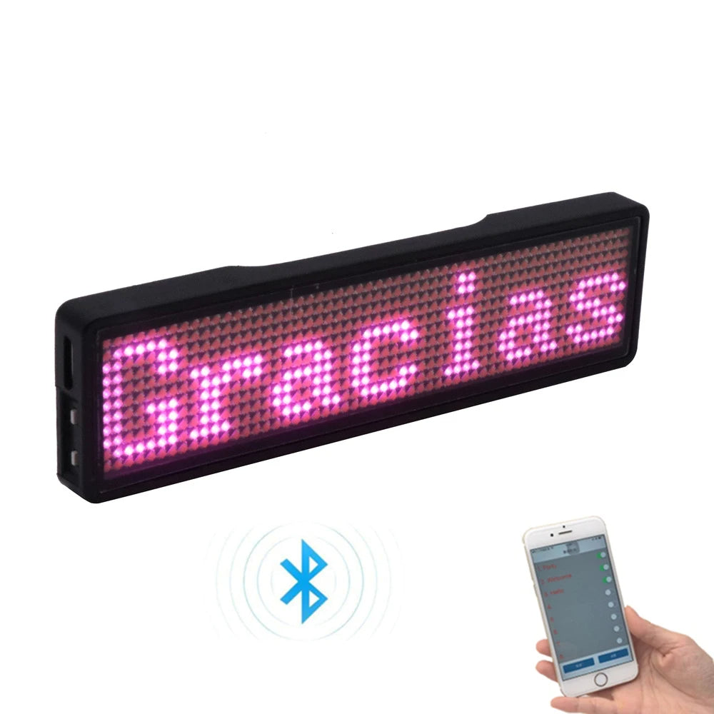 Customizable LED Badge Holder with Scrolling Digital Text