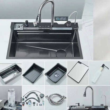 Modern Stainless Steel Kitchen Sink with Faucet and Accessories