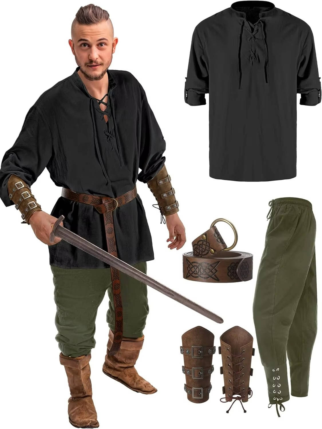 Mens Medieval Knight Halloween Costume Set