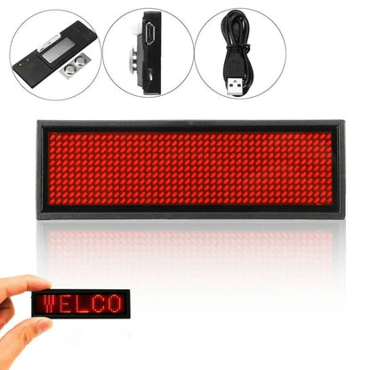 Customizable LED Badge Holder with Scrolling Digital Text
