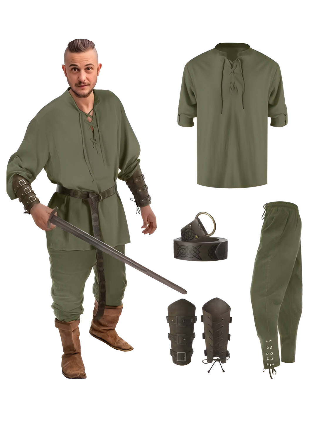 Mens Medieval Knight Halloween Costume Set