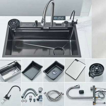 Modern Stainless Steel Kitchen Sink with Faucet and Accessories