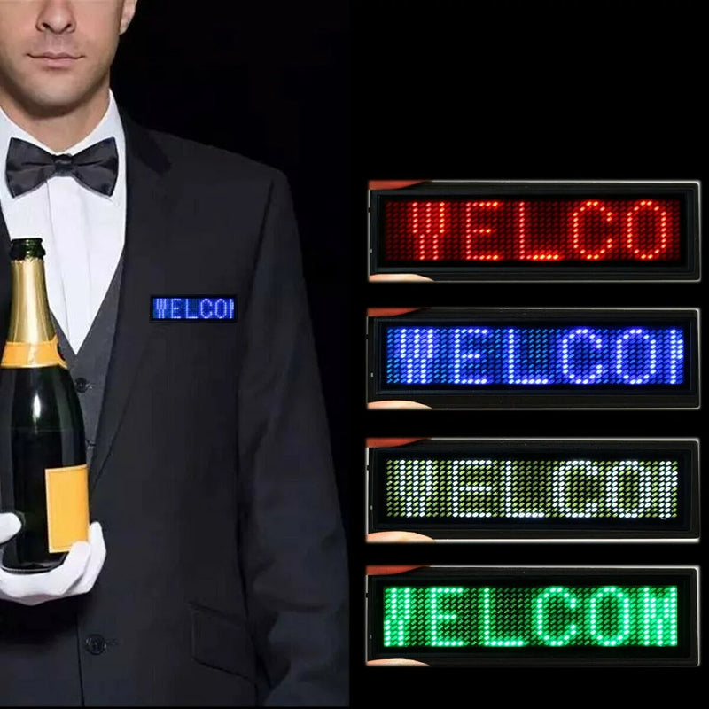 Customizable LED Badge Holder with Scrolling Digital Text