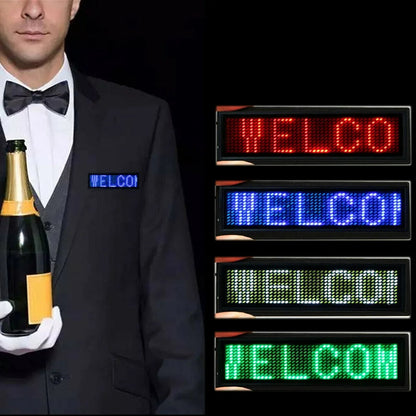 Customizable LED Badge Holder with Scrolling Digital Text