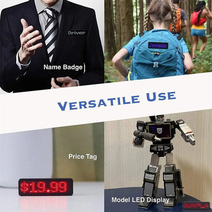 Customizable LED Badge Holder with Scrolling Digital Text