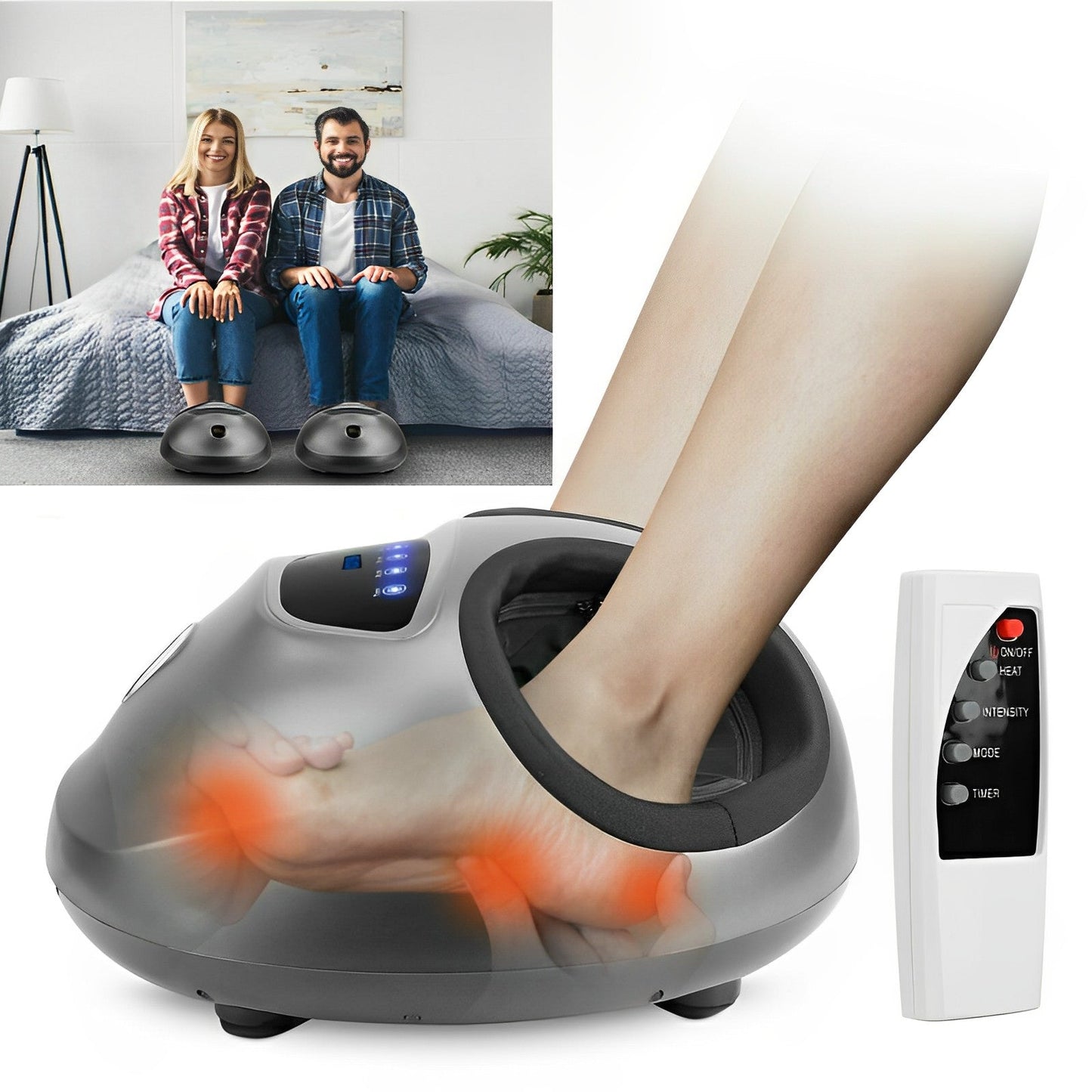 Relaxing Heated Electric Foot Massager Device - Halri
