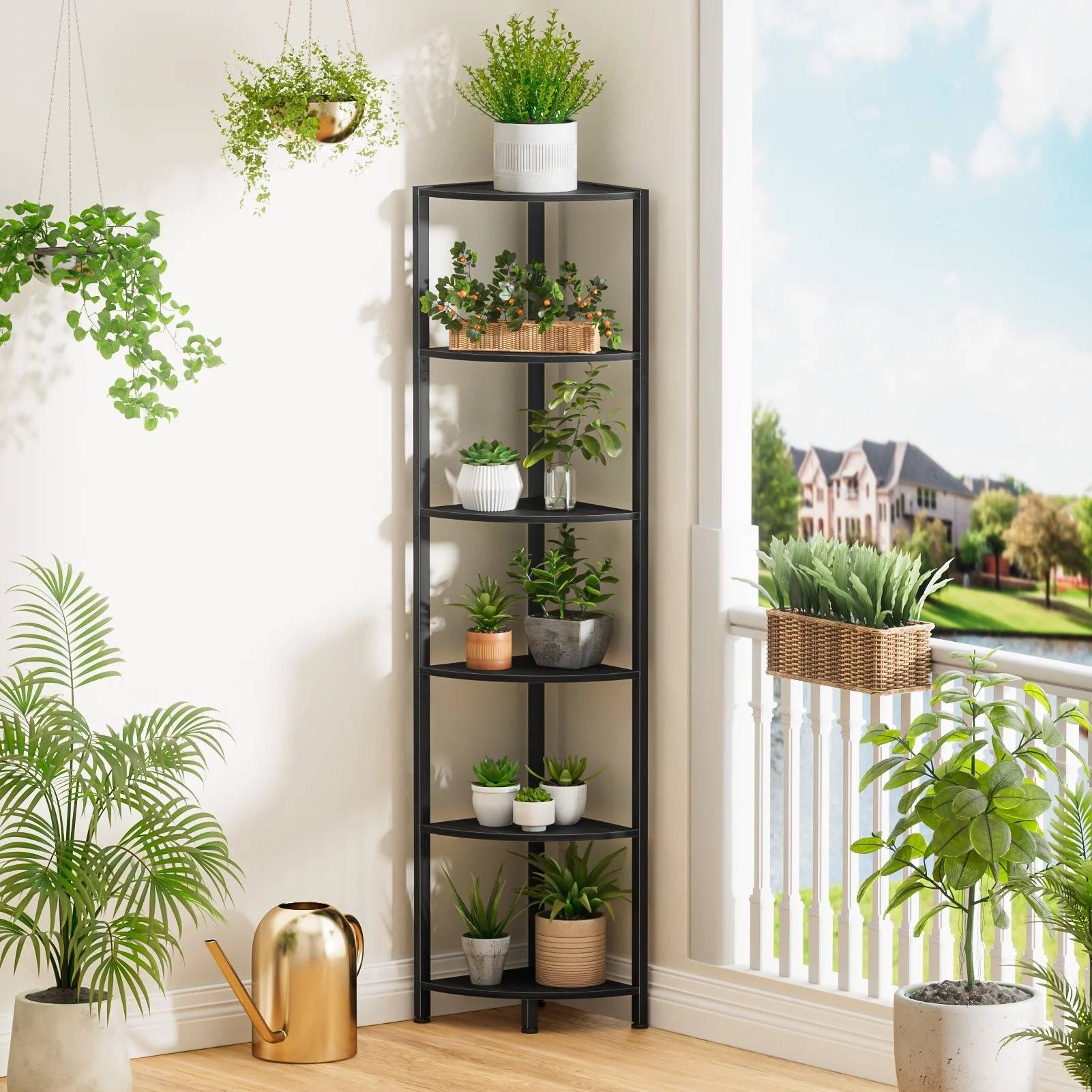 Space Saving 6-Shelf Corner Bookcase - Halri