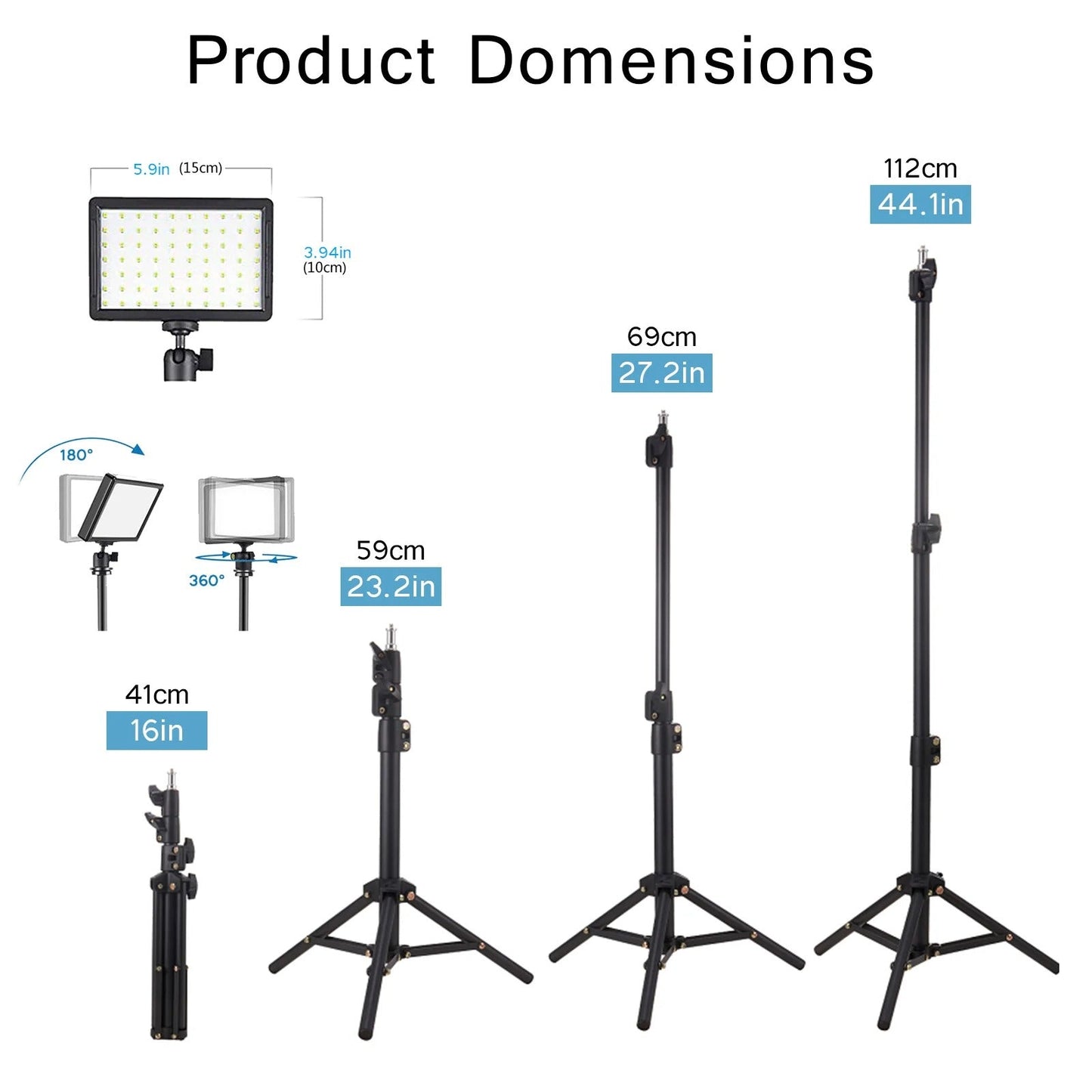 Portable 3pc LED Studio Lighting Kit