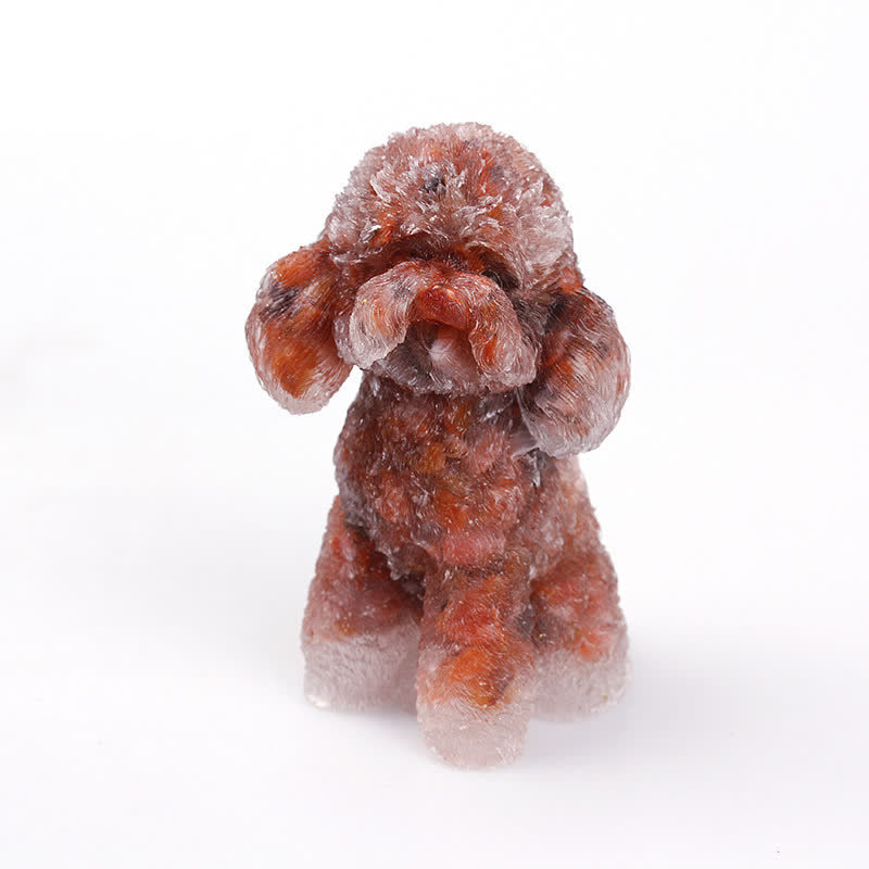 Beautiful Gemstone Dog Figurine Ornament