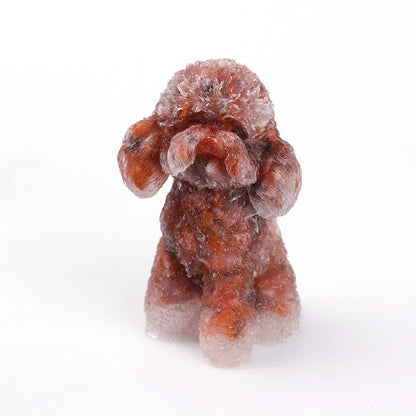 Beautiful Gemstone Dog Figurine Ornament