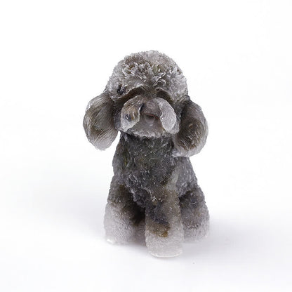 Beautiful Gemstone Dog Figurine Ornament