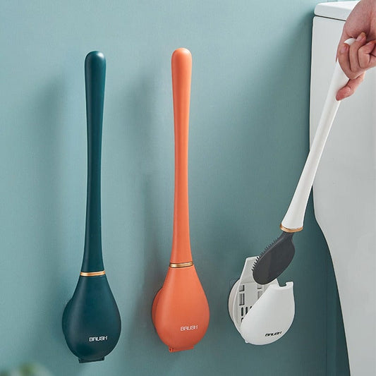 Bathroom Silicone Toilet Brush with Holder and Fast Dry Design - Halri