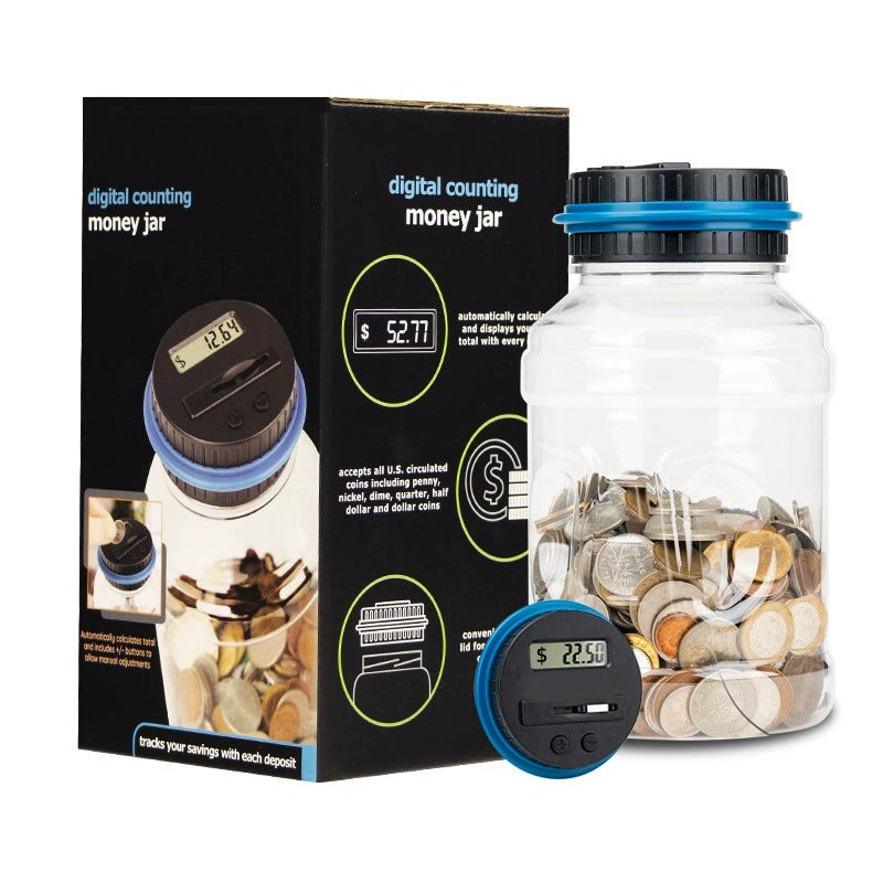 Count Jar Digital Coin Counting Jar – Automatic Money-Saving Bank – Halri