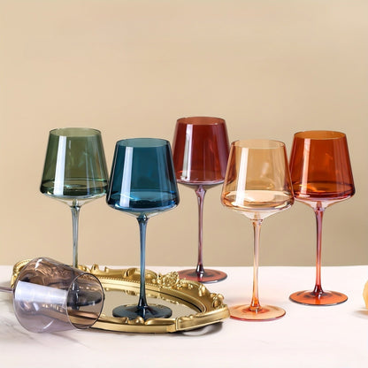 Colorful Crystal Wine Glass Set - 6 Piece Luxury Glasses