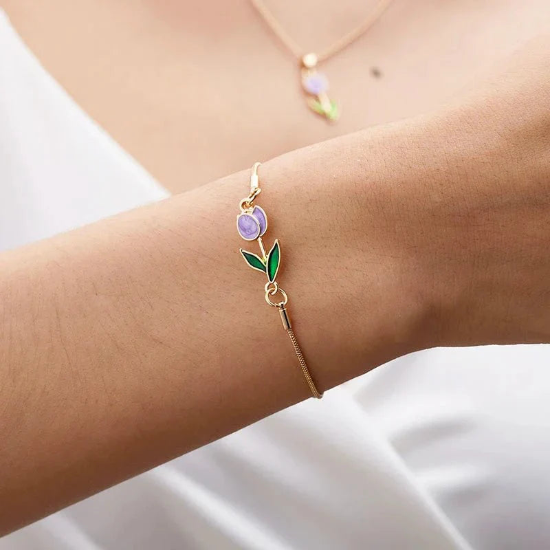 Delicate Flower Tulip Jewelry Set