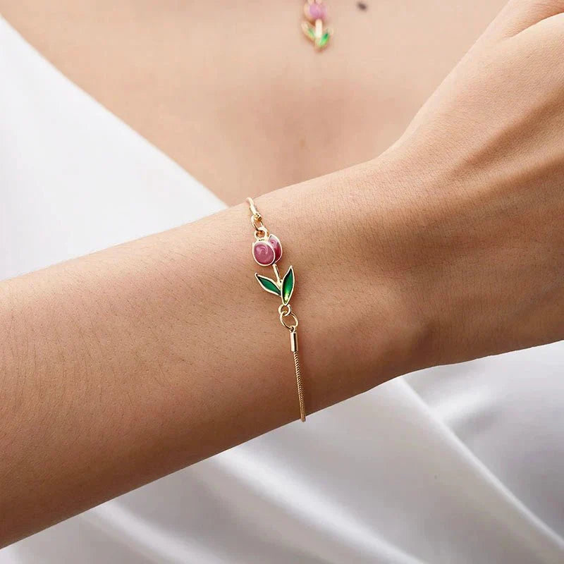 Delicate Flower Tulip Jewelry Set - Halri