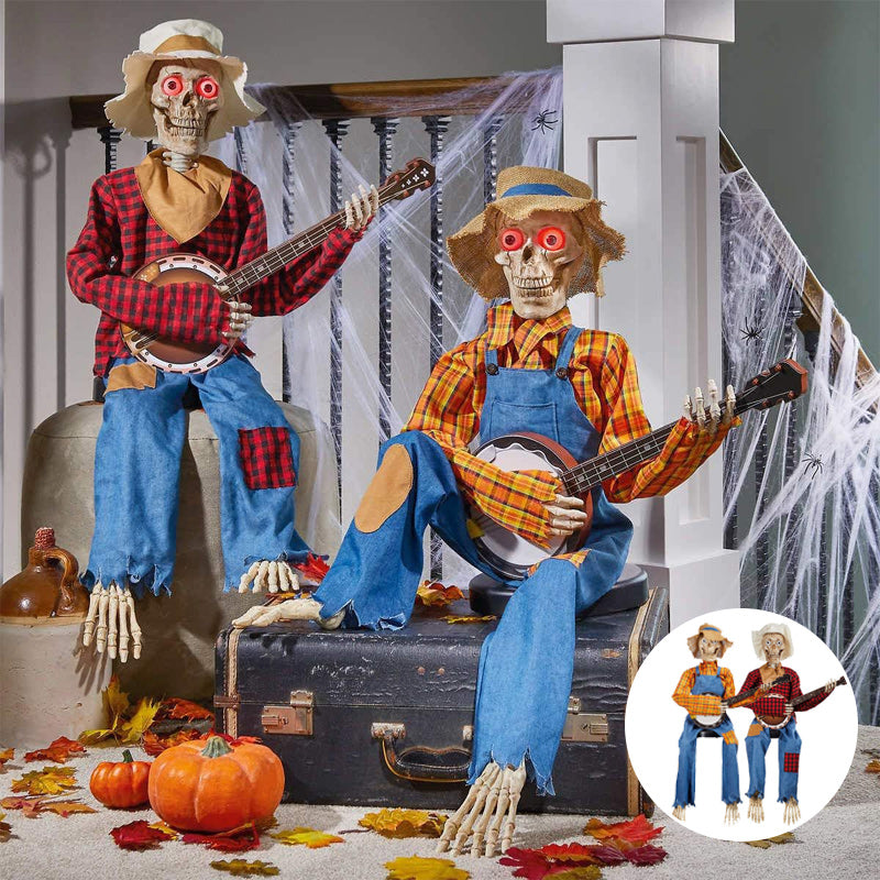 Quirky Dancing Skeleton Banjo Figurine - Halri