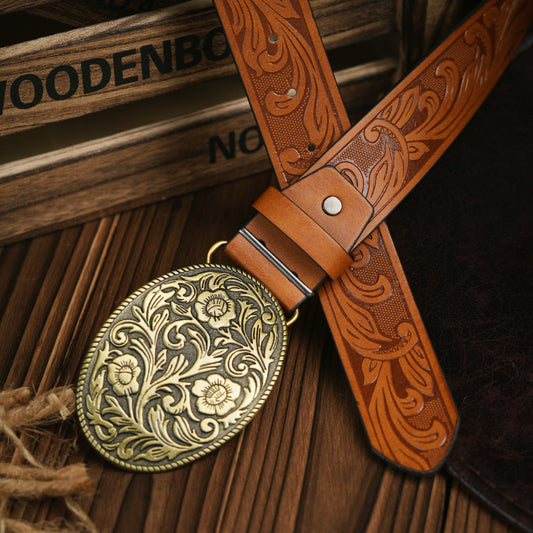 Rugged Vegan Leather Mens Belt with Metal Buckle - Halri
