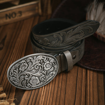 Rugged Vegan Leather Mens Belt with Metal Buckle