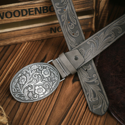 Rugged Vegan Leather Mens Belt with Metal Buckle