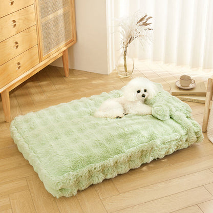 Soft Plush Dog Bed with Comfort Pillow