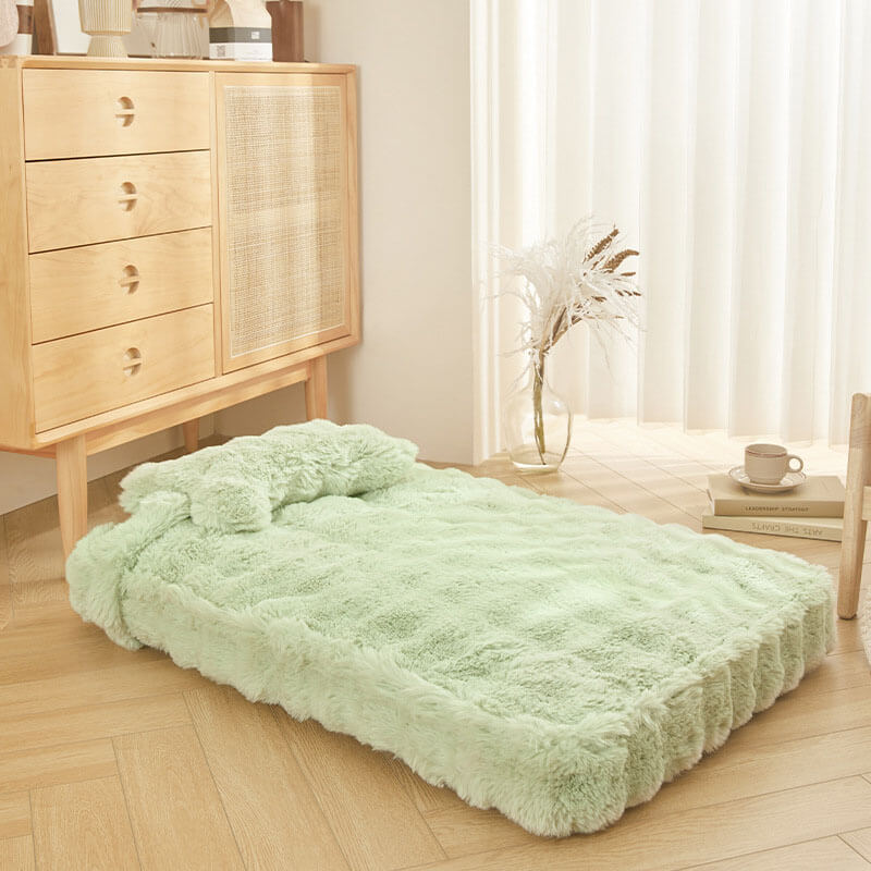 Soft Plush Dog Bed with Comfort Pillow