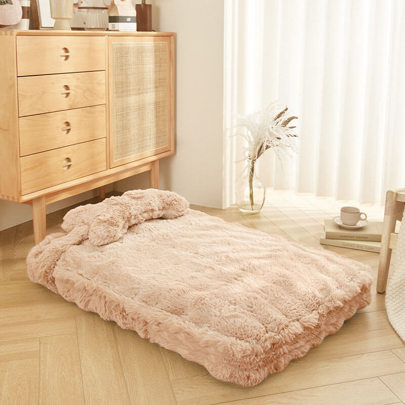 Soft Plush Dog Bed with Comfort Pillow