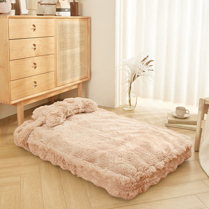 Soft Plush Dog Bed with Comfort Pillow