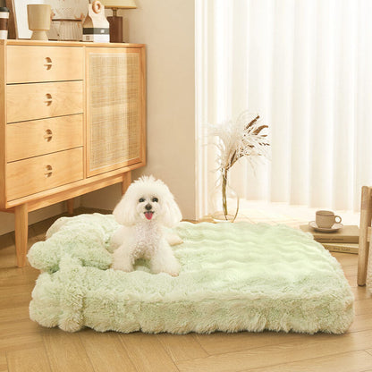 Soft Plush Dog Bed with Comfort Pillow
