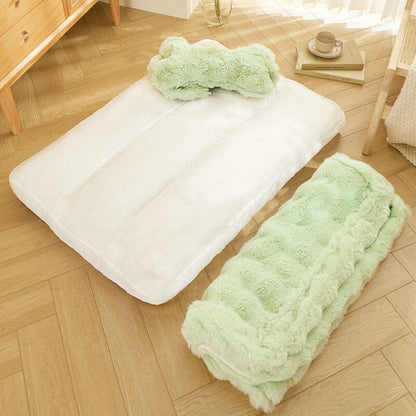 Soft Plush Dog Bed with Comfort Pillow