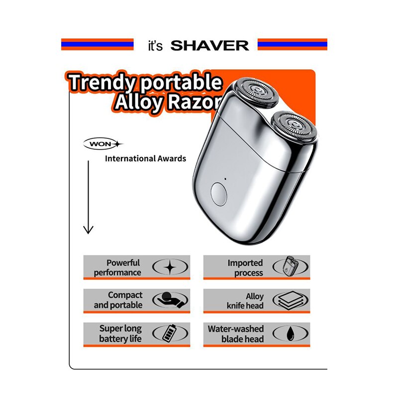 Compact Portable Men's Rechargeable Shaver