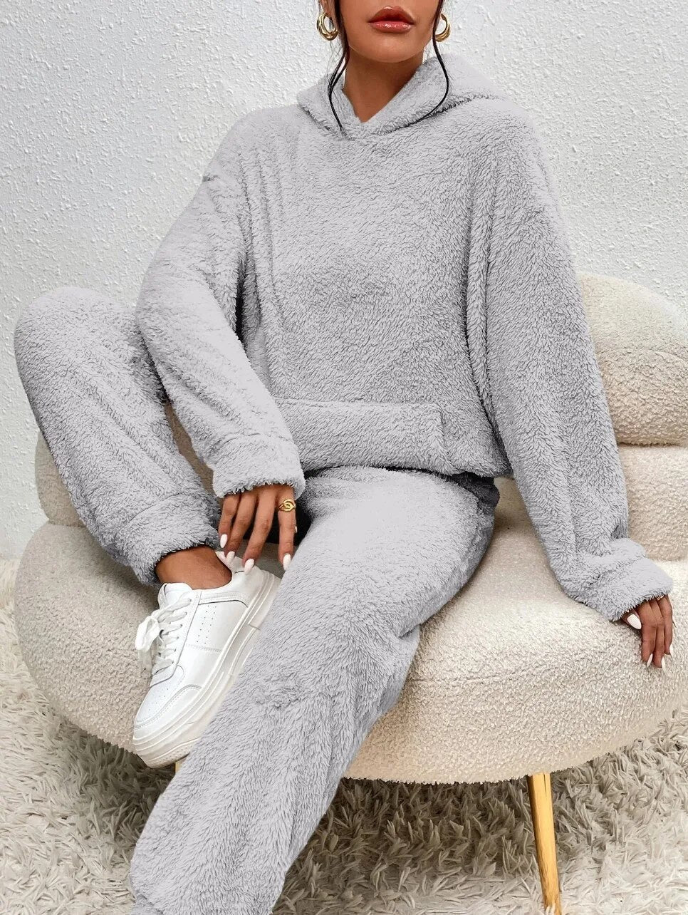 Plush Soft Hooded Teddy Bear Loungewear Set