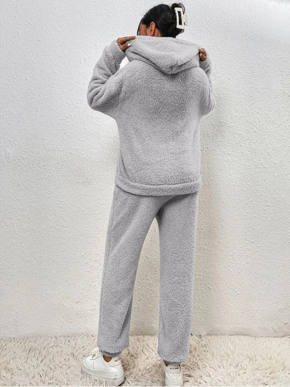 Plush Soft Hooded Teddy Bear Loungewear Set