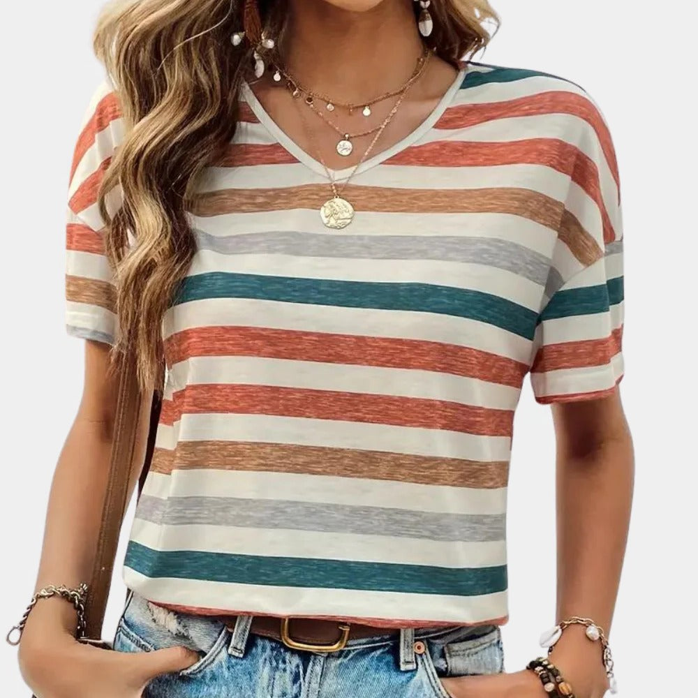 Relaxed Fit Stripe Ladies Tee