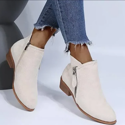Comfortable Women's Leather Ankle Boots - Halri