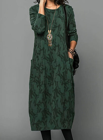 Cozy Round Neck Women's Winter Dress - Halri