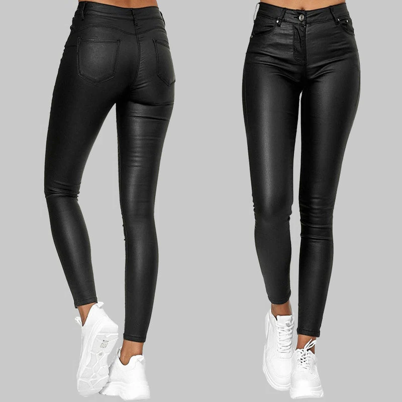 Slim Fit Leather Trousers - Befez